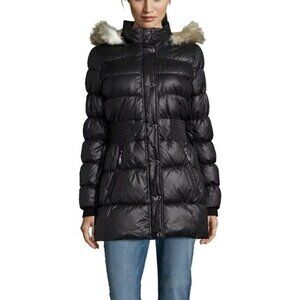 Laundry by Design Black Quilted Faux Fur Puffer Jacket M